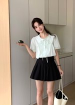 Joleen Ribbon Eyelet Blouse in Milk Green