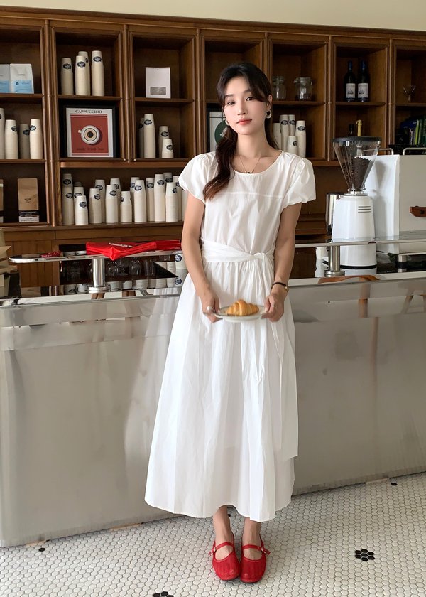 Ainsley Ribbon Maxi Dress in White