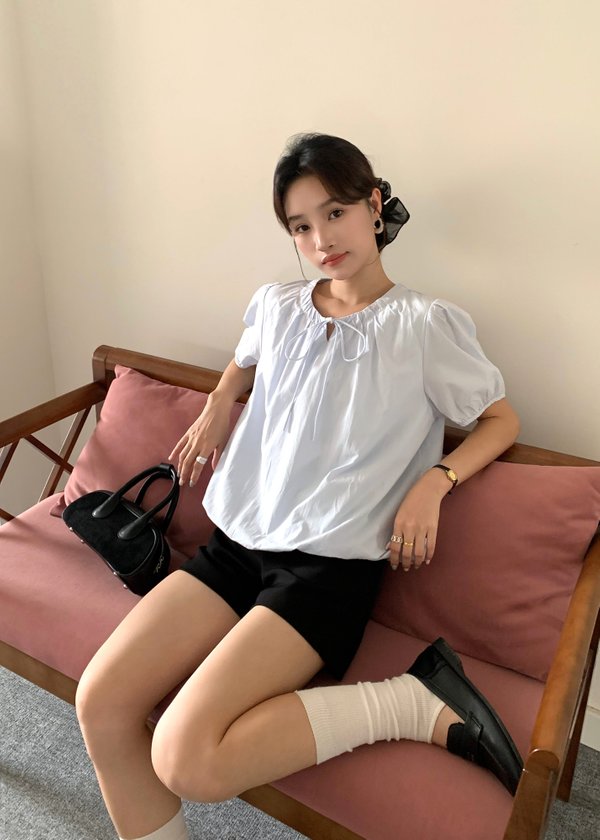 Joan Ribbon Puffy Top in Blue