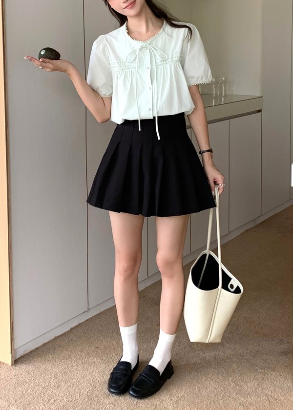 Jollie Pleated Mini Skort in Black