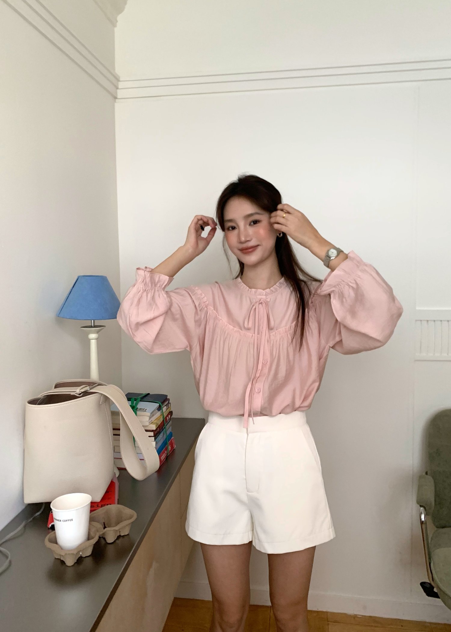 Eileen Long Sleeve Blouse in Pink