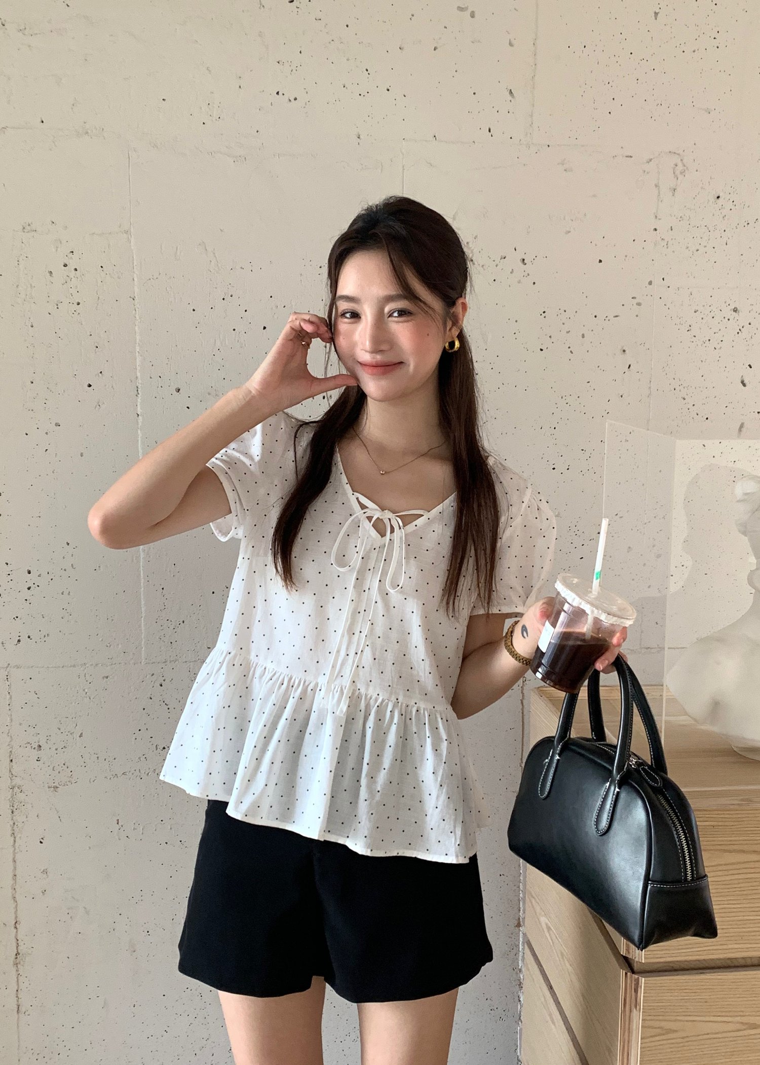 Carol Polka Dot Blouse in White