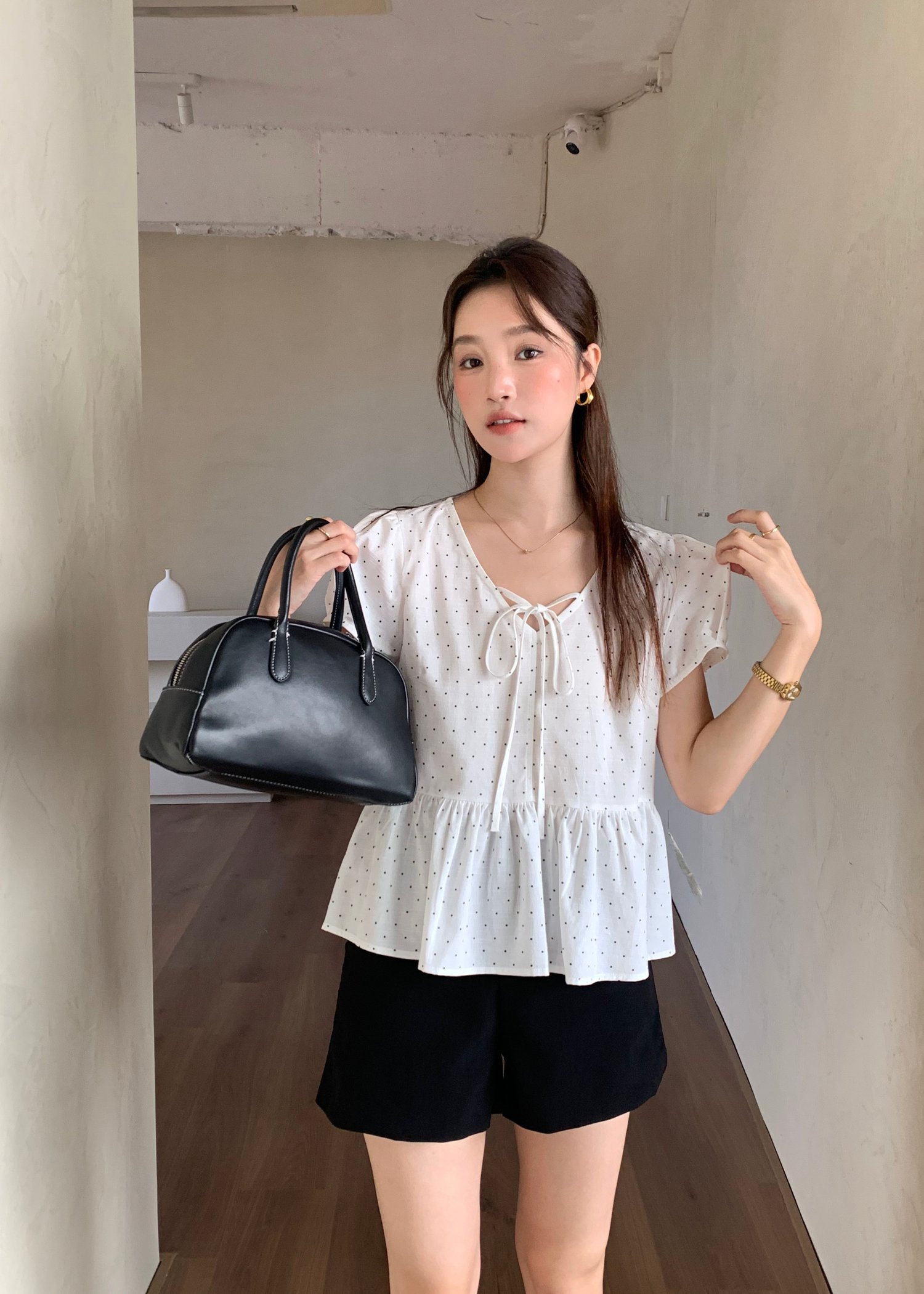 Carol Polka Dot Blouse in White
