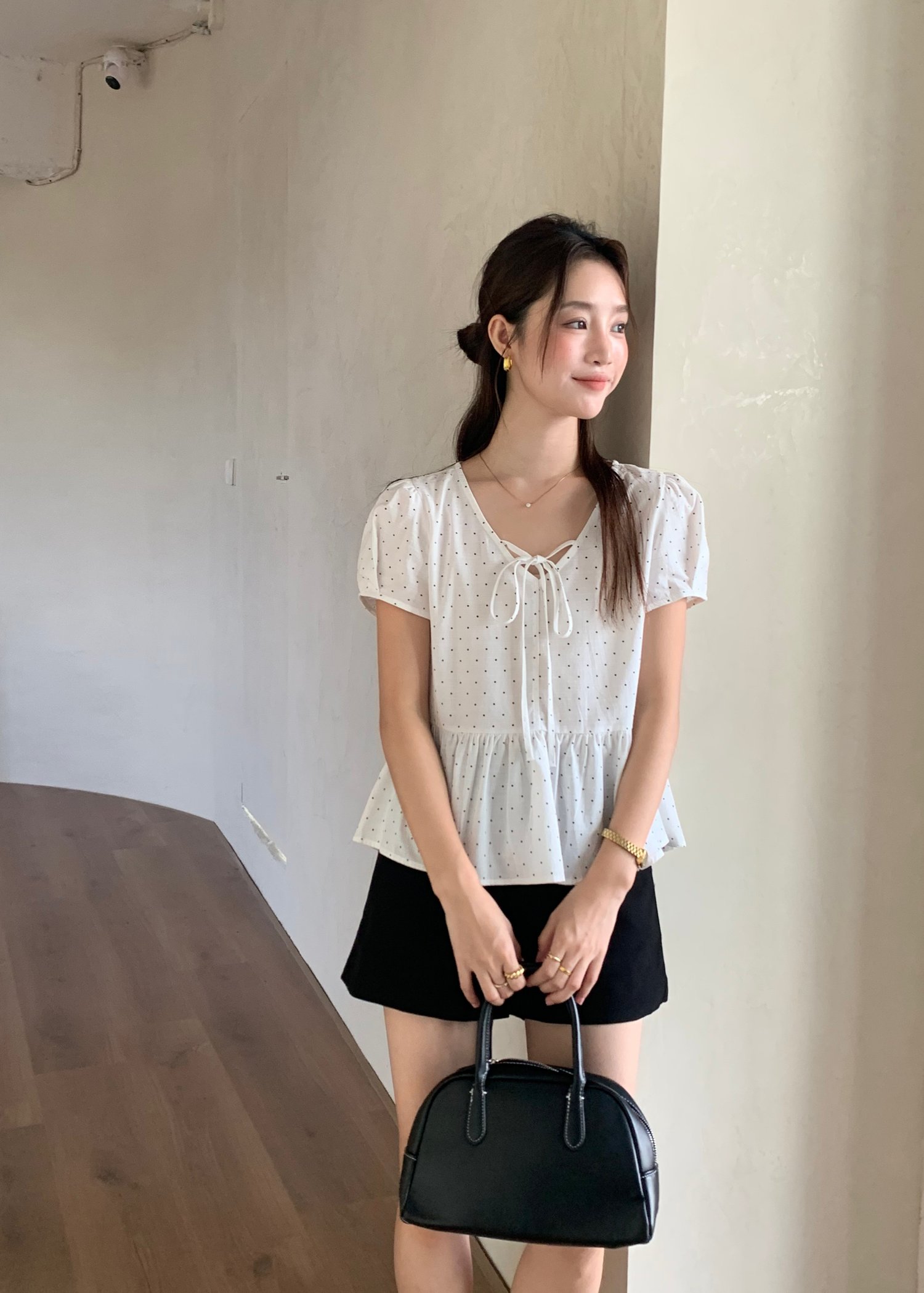 Carol Polka Dot Blouse in White