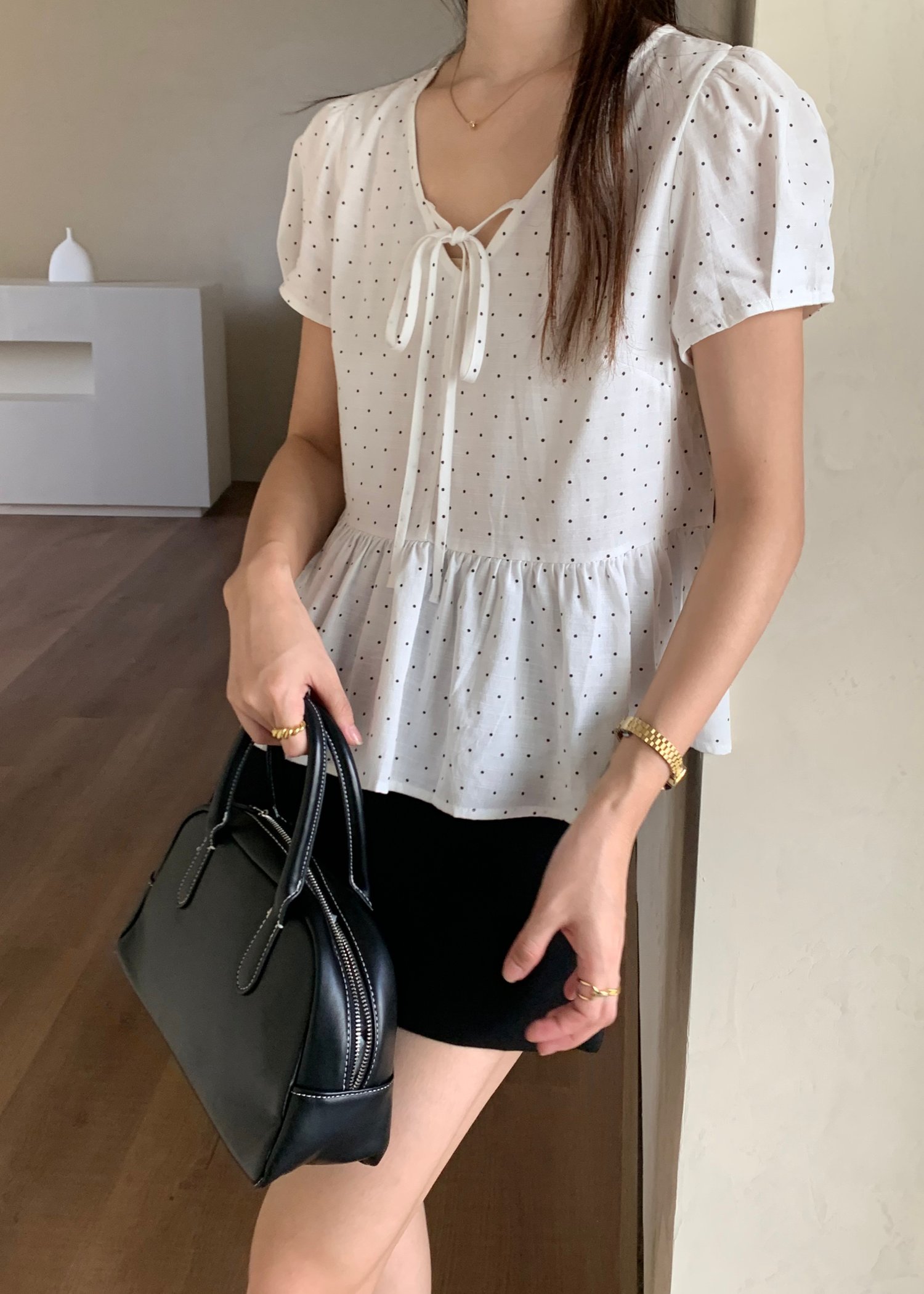 Carol Polka Dot Blouse in White