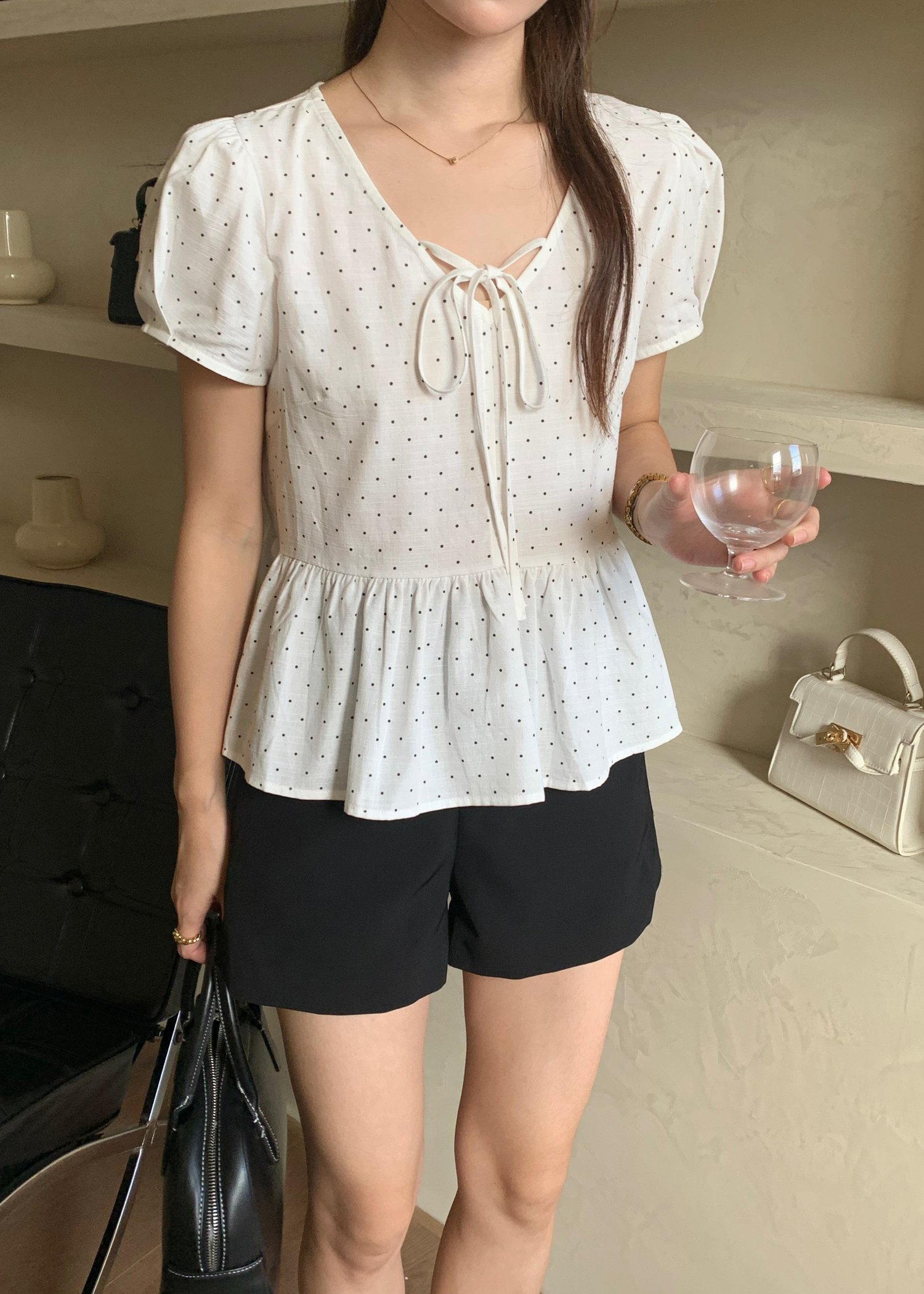 Carol Polka Dot Blouse in White