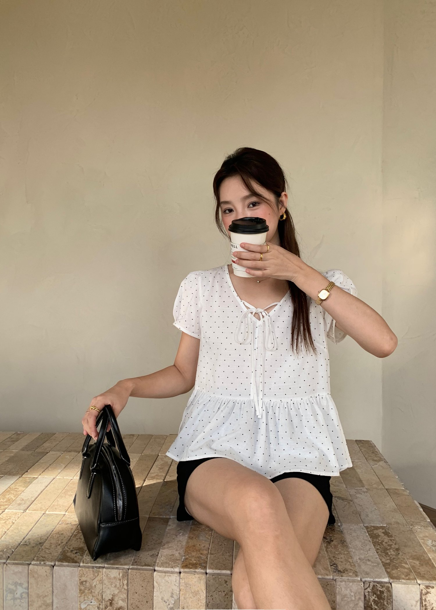 Carol Polka Dot Blouse in White