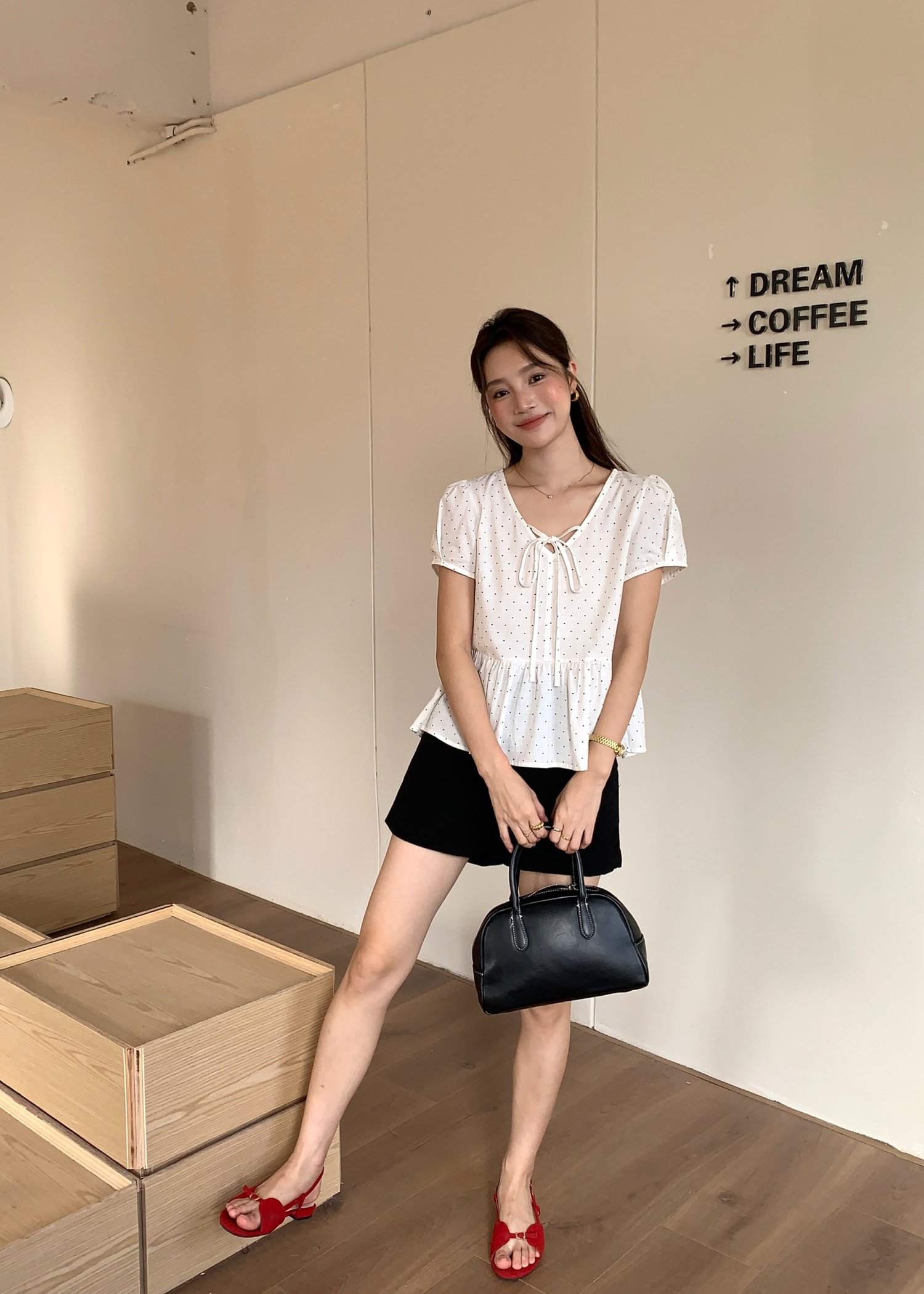 Carol Polka Dot Blouse in White