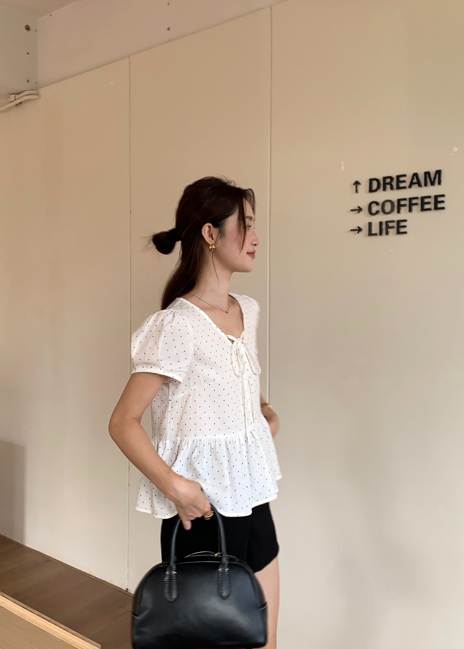 Carol Polka Dot Blouse in White
