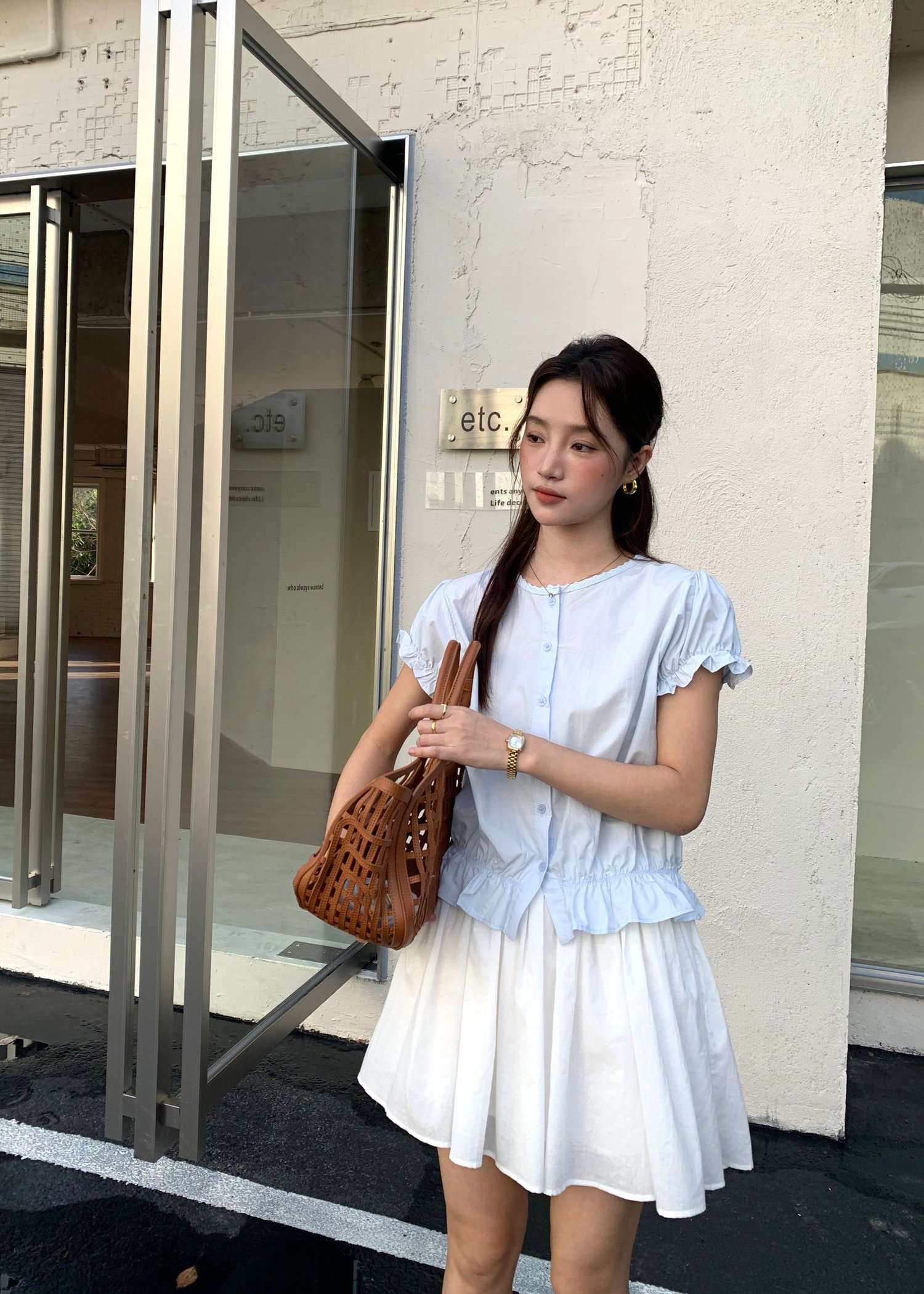 Audrey Lacey Blouse in Baby Blue