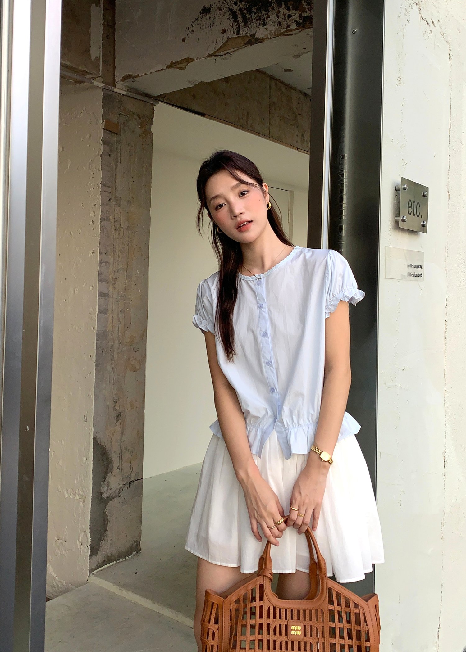 Audrey Lacey Blouse in Baby Blue