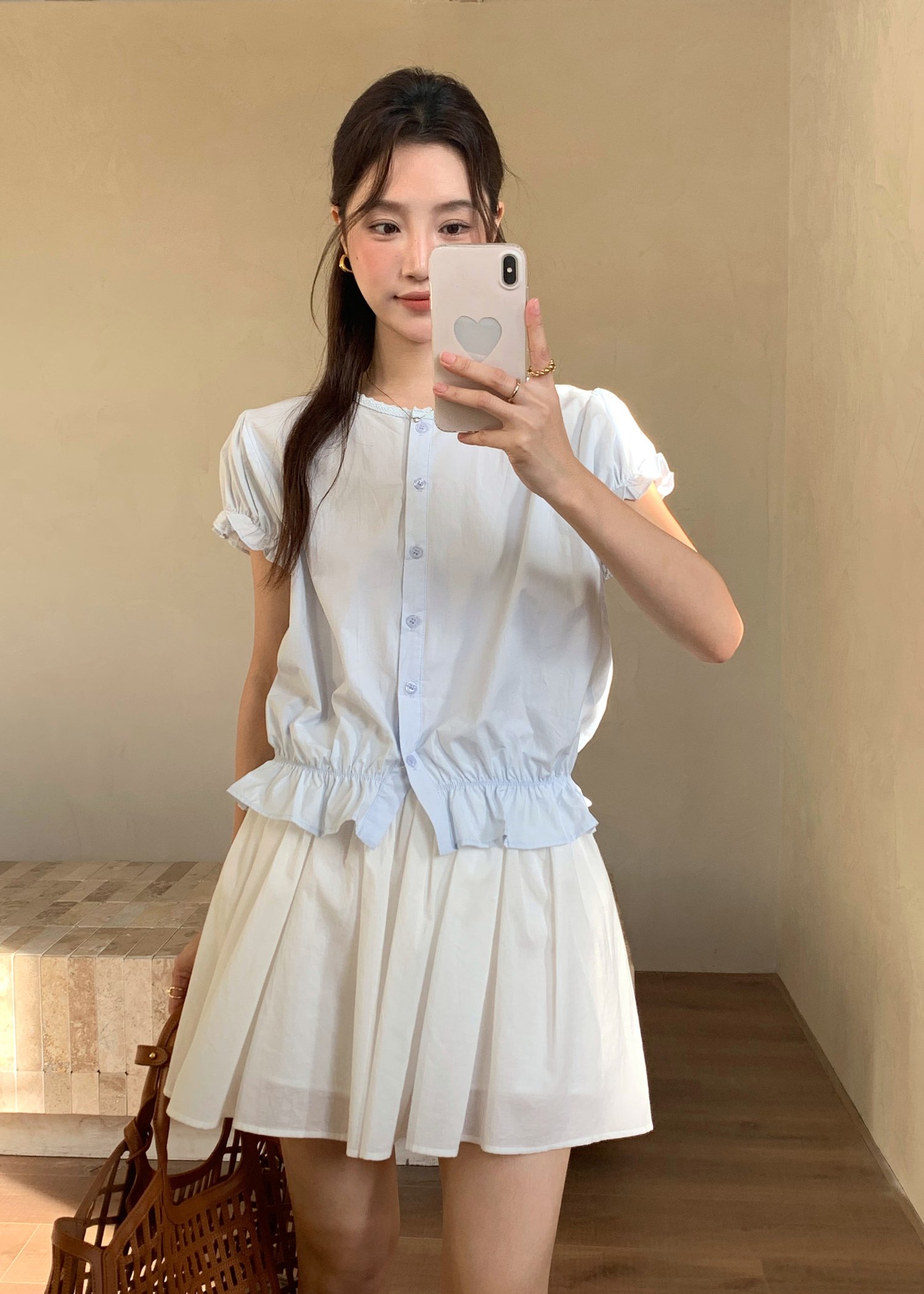 Audrey Lacey Blouse in Baby Blue