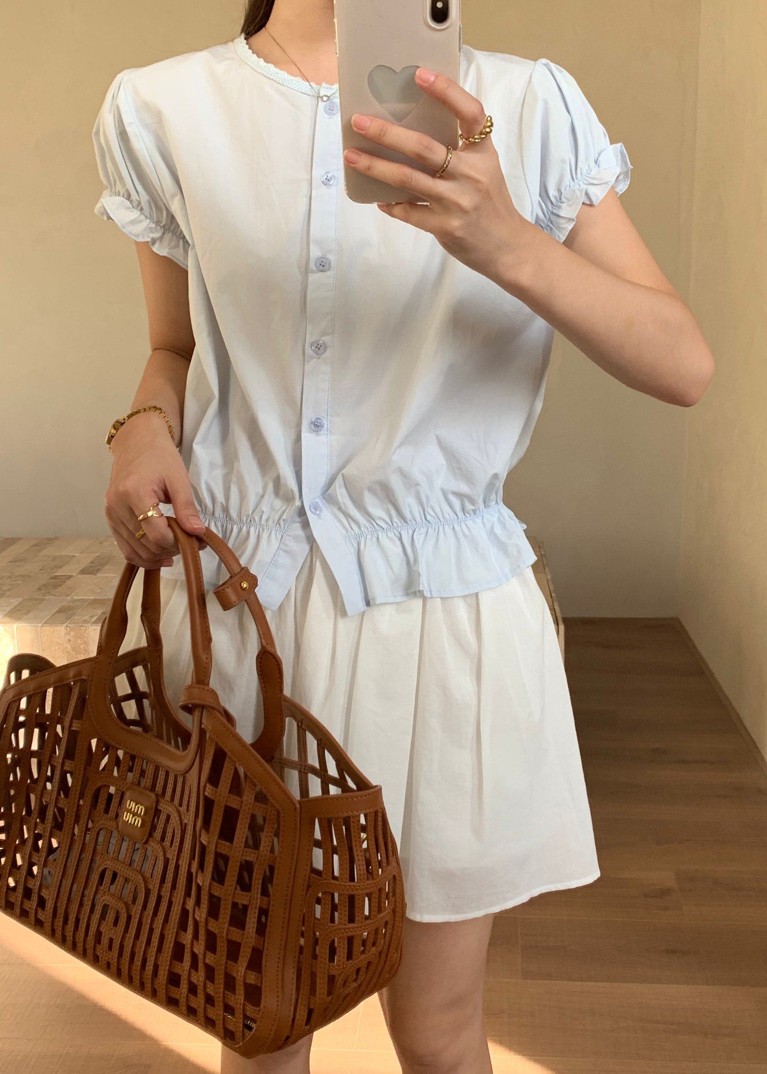 Audrey Lacey Blouse in Baby Blue