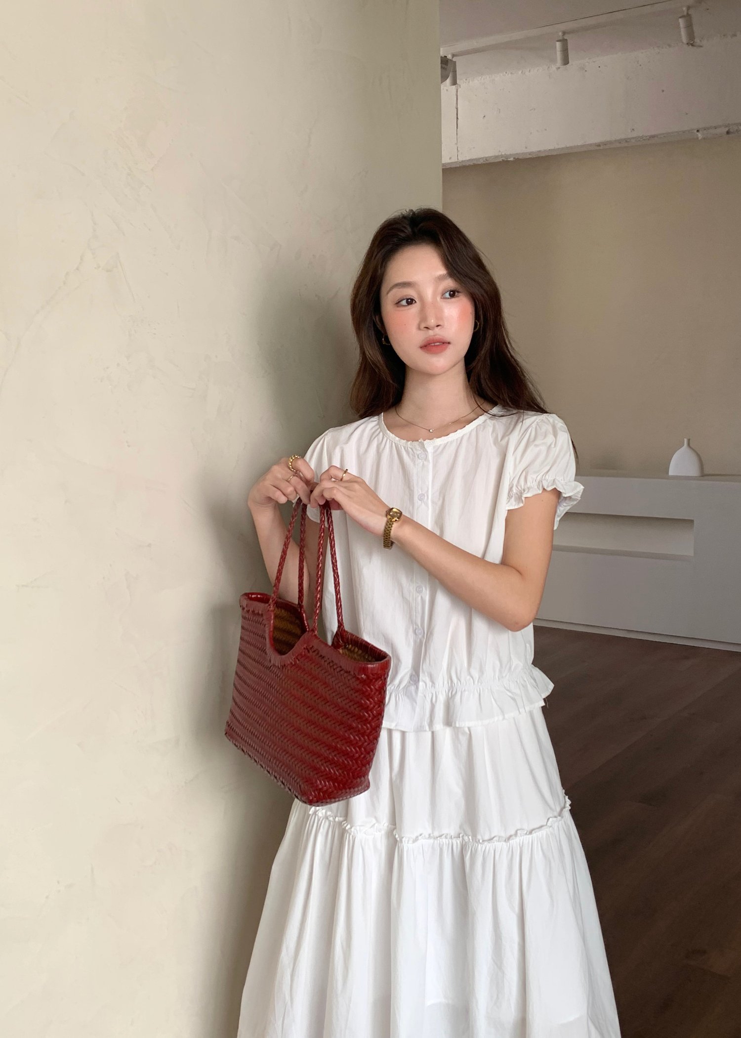 Audrey Lacey Blouse in White