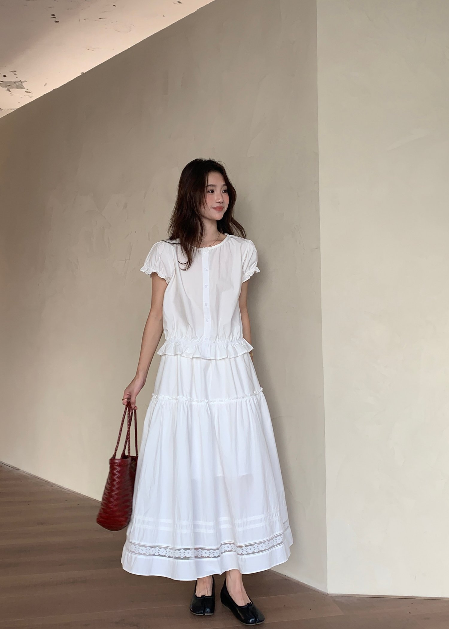 Audrey Lacey Blouse in White