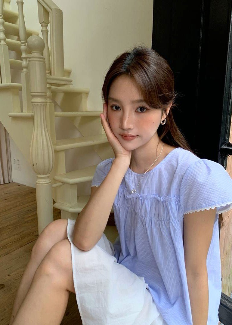 Debbie Flare Striped Blouse in Blue