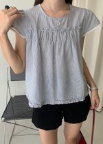 Debbie Flare Striped Blouse in Black