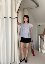 Debbie Flare Striped Blouse in Black
