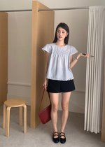 Debbie Flare Striped Blouse in Black