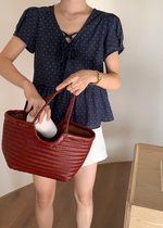 Carol Polka Dot Blouse in Navy Blue