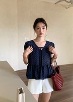 Carol Polka Dot Blouse in Navy Blue