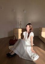 Lacey Flare Long Skirt in White