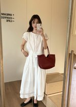 Lacey Flare Long Skirt in White