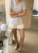 Claudia Striped Lace Blouse in Blue
