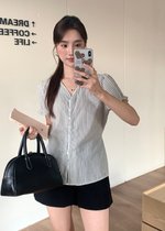 Claudia Striped Lace Blouse in Black