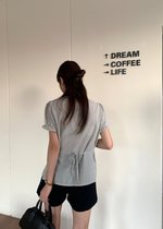 Claudia Striped Lace Blouse in Black