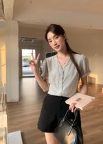 Claudia Striped Lace Blouse in Black
