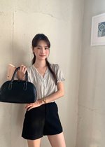 Claudia Striped Lace Blouse in Black