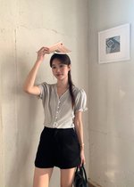 Claudia Striped Lace Blouse in Black
