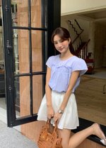 Debbie Flare Striped Blouse in Blue