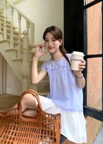Debbie Flare Striped Blouse in Blue