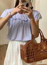Debbie Flare Striped Blouse in Blue