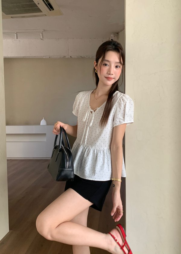 Carol Polka Dot Blouse in White
