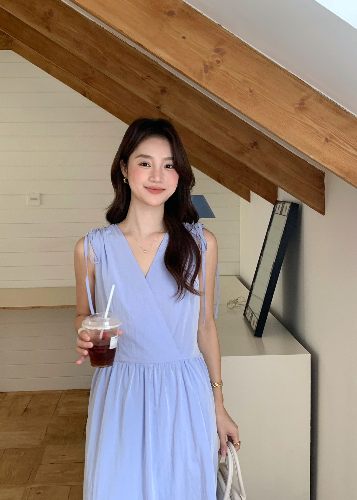 Ariana Flare Long Dress in Blue