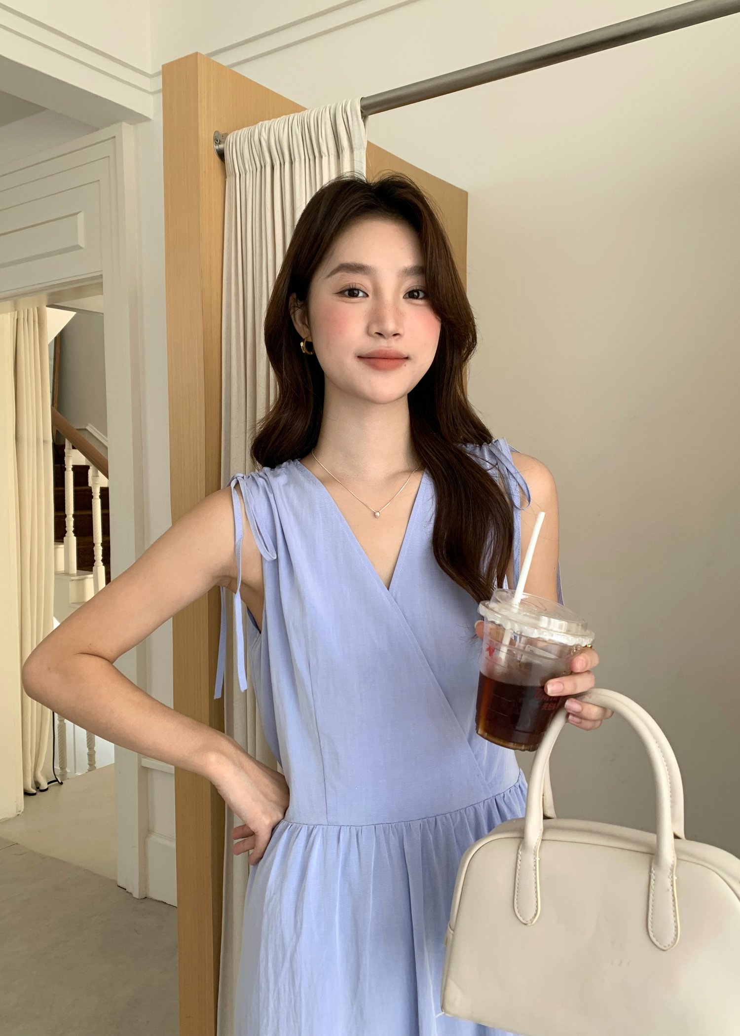 Ariana Flare Long Dress in Blue