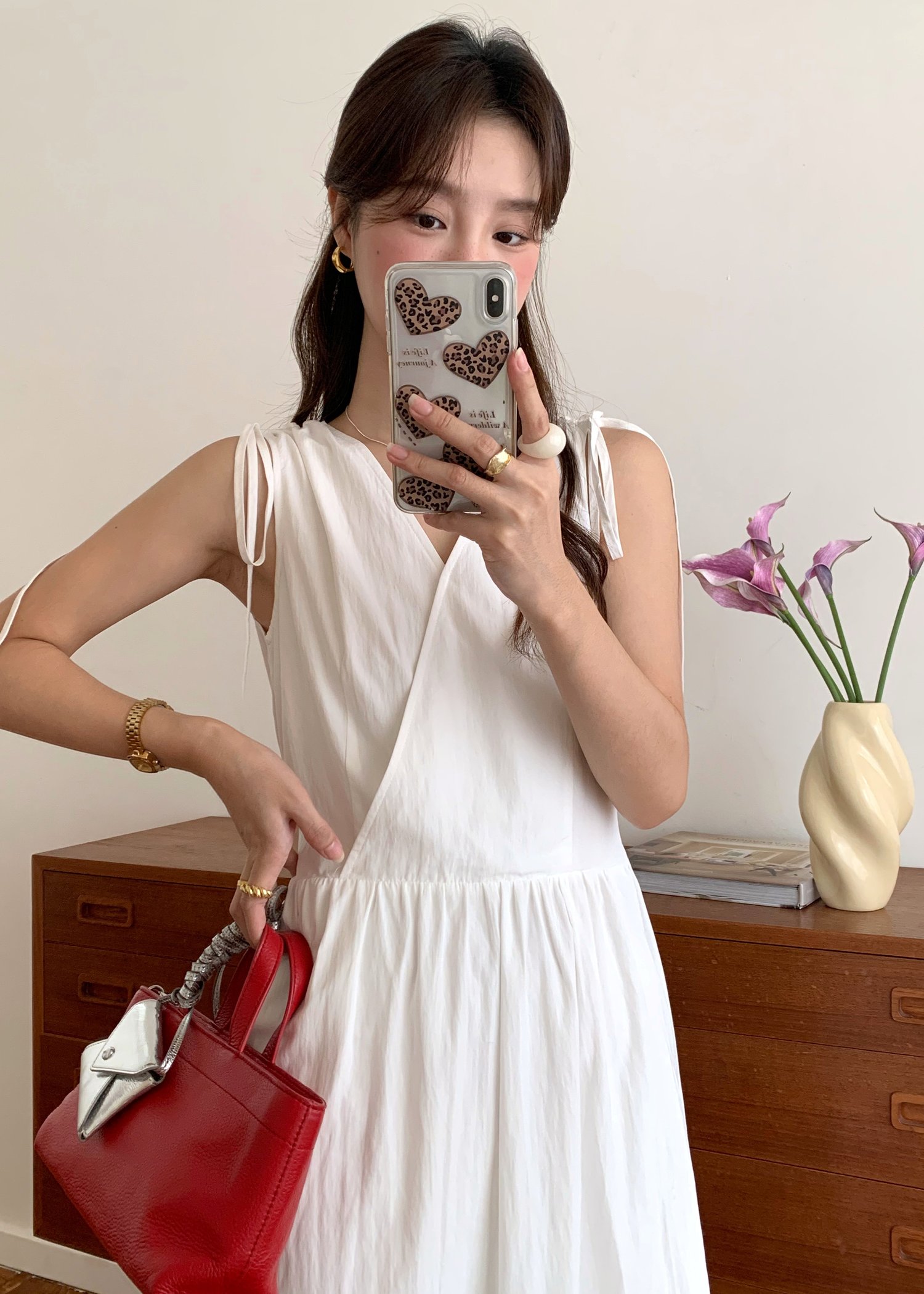 Ariana Flare Long Dress in White