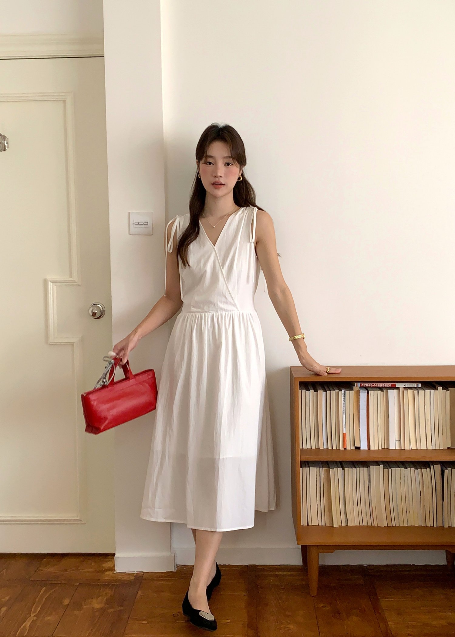 Ariana Flare Long Dress in White