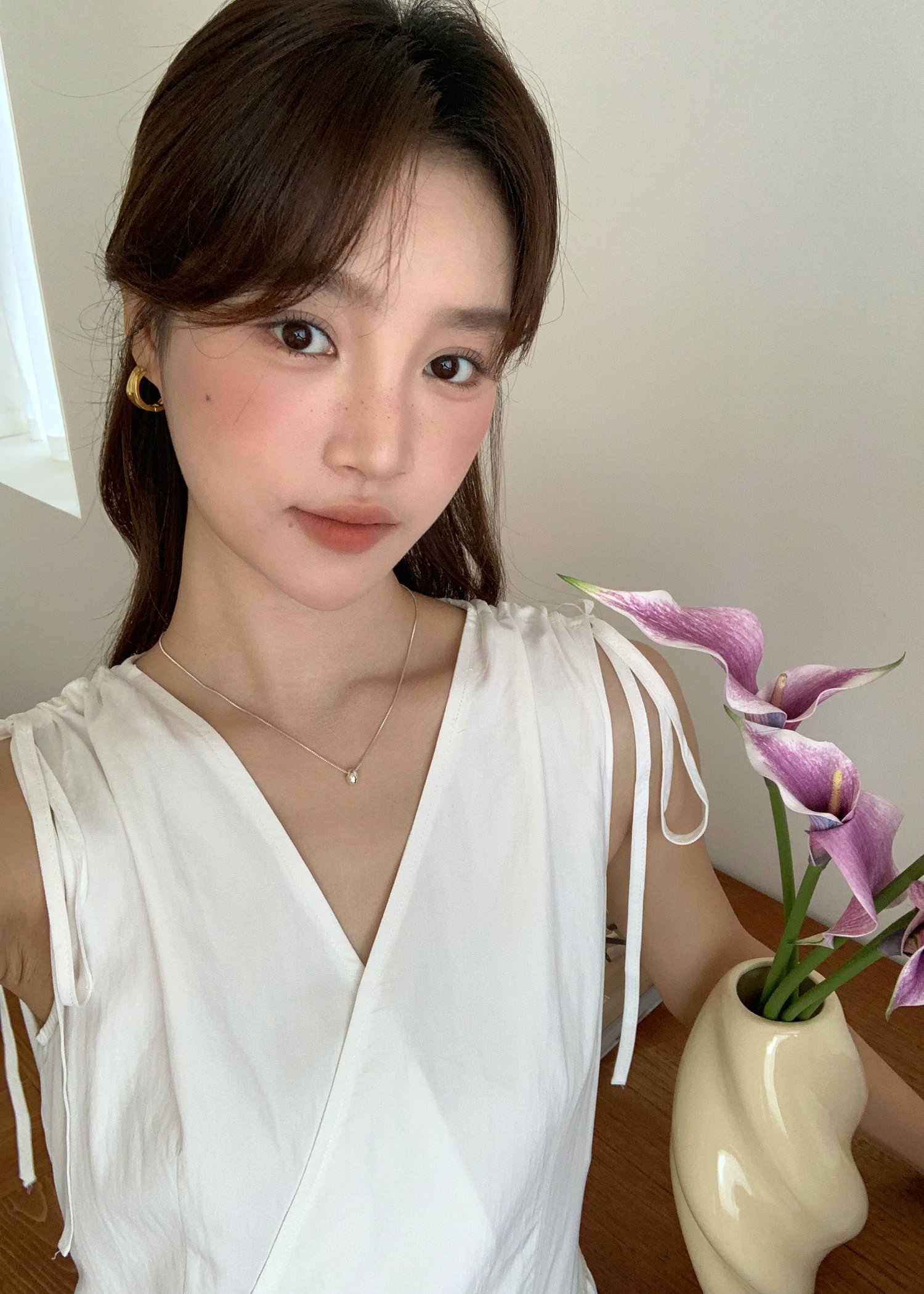 Ariana Flare Long Dress in White