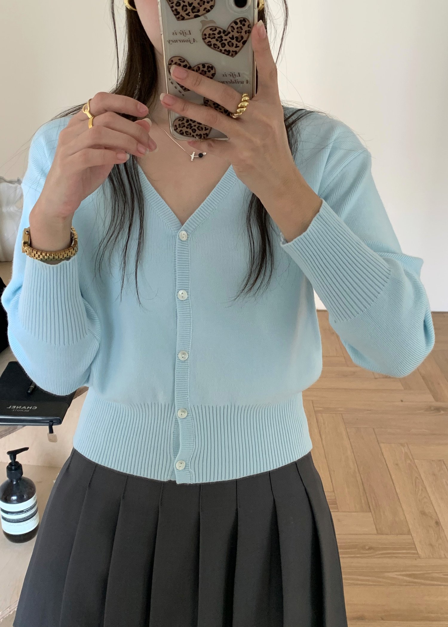 Elena Long Sleeve Knit Top in Blue