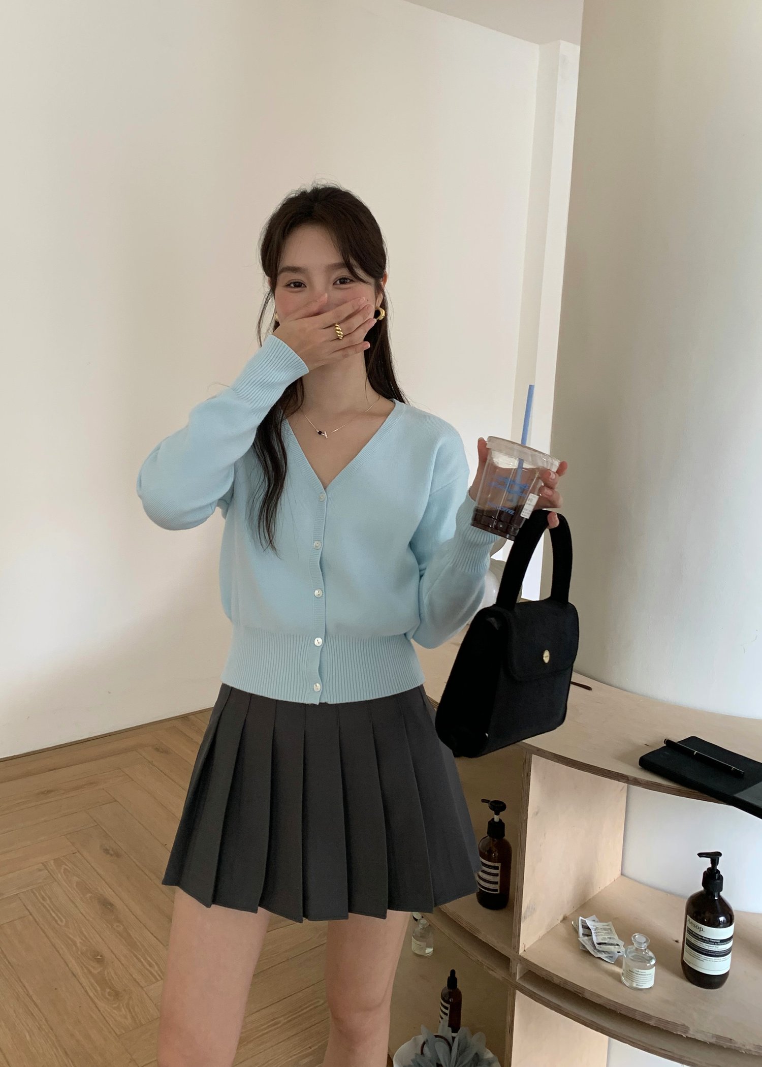 Elena Long Sleeve Knit Top in Blue