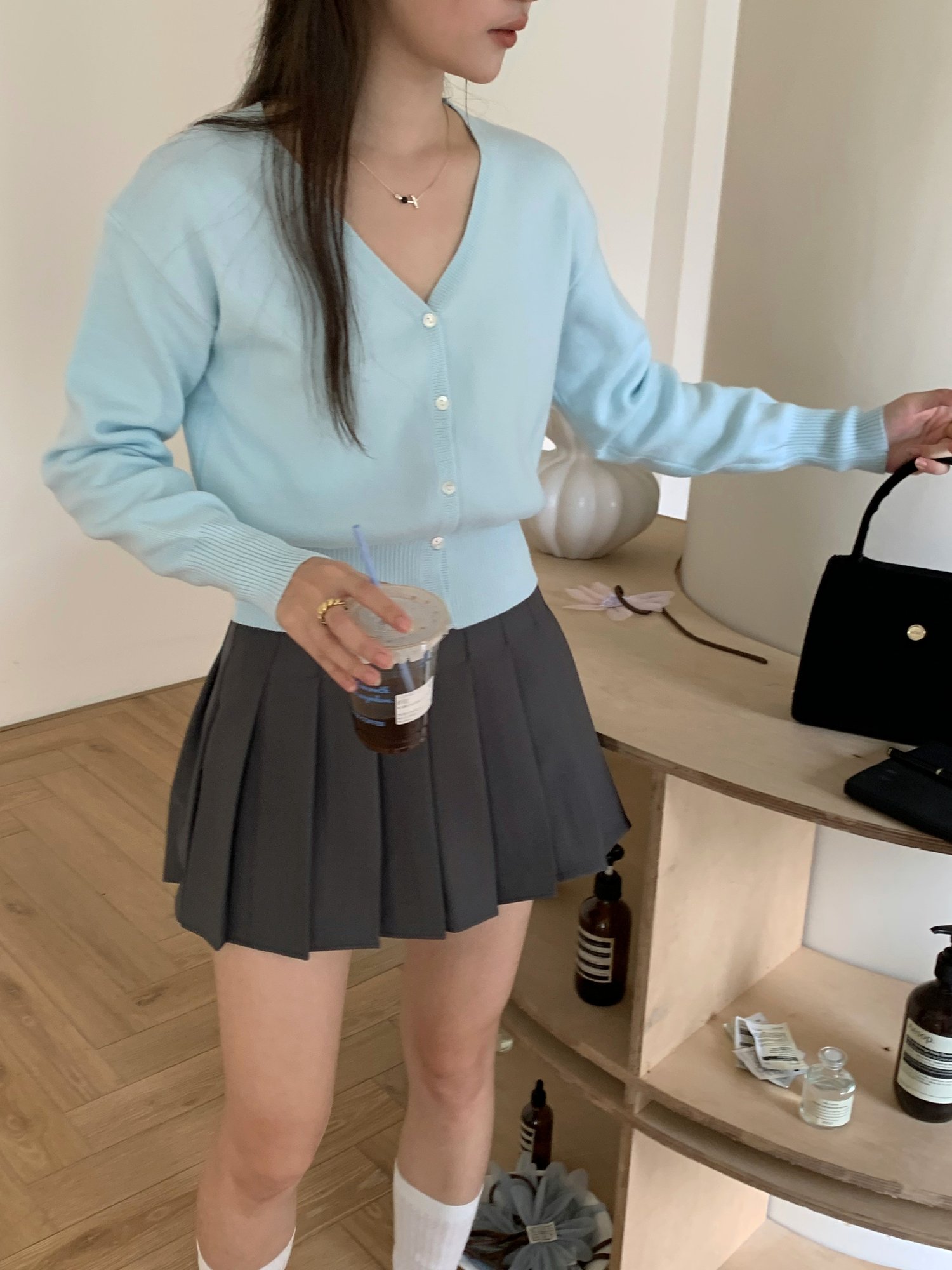 Elena Long Sleeve Knit Top in Blue
