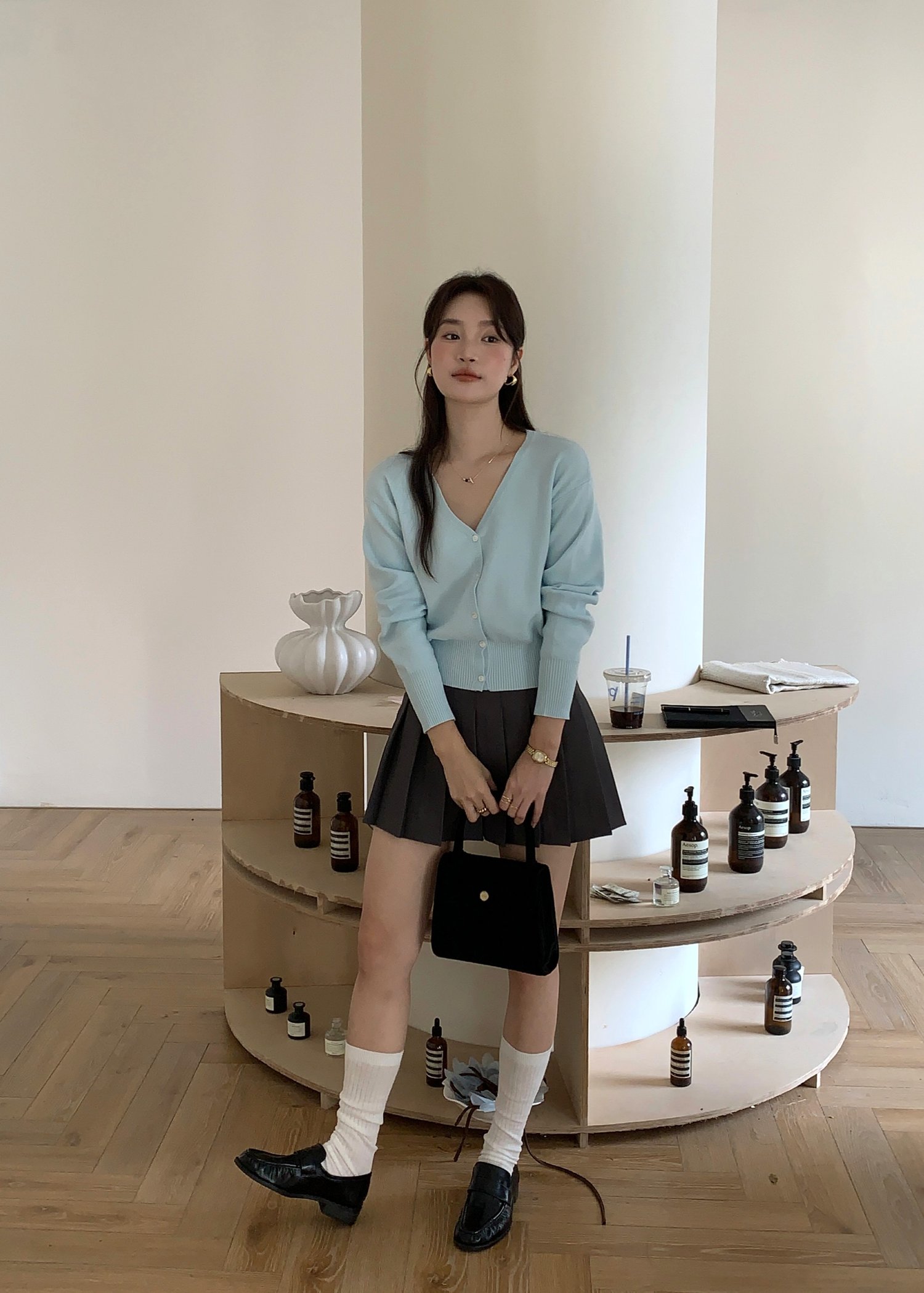Elena Long Sleeve Knit Top in Blue