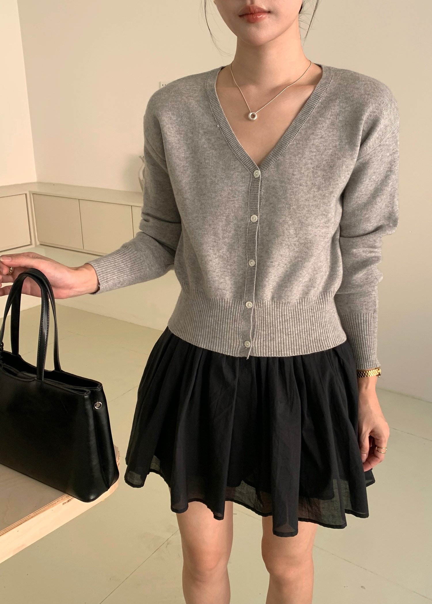 Elena Long Sleeve Knit Top in Grey