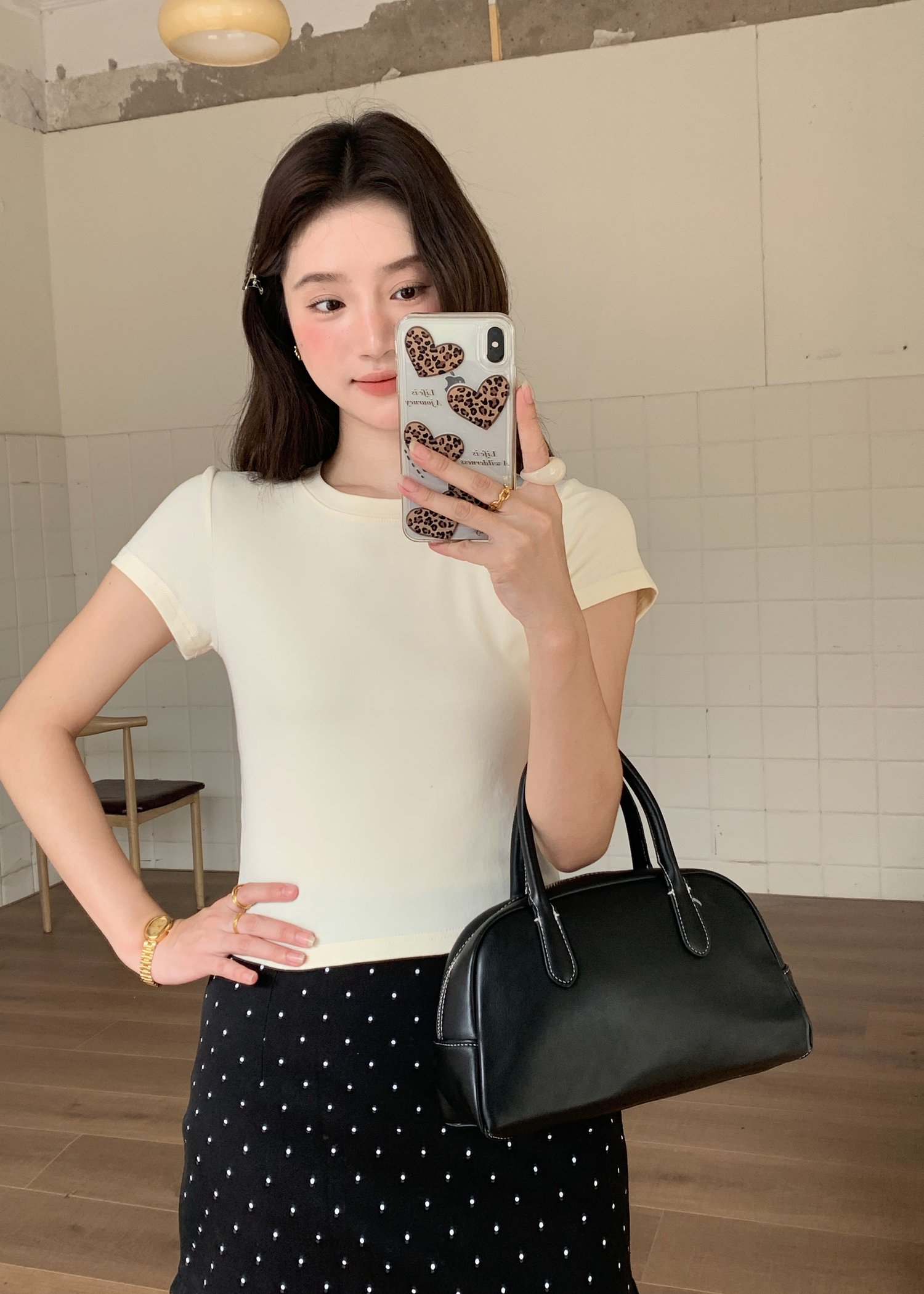 (BACKORDER) Chloe Polka Dot Ruffle Skort in Black