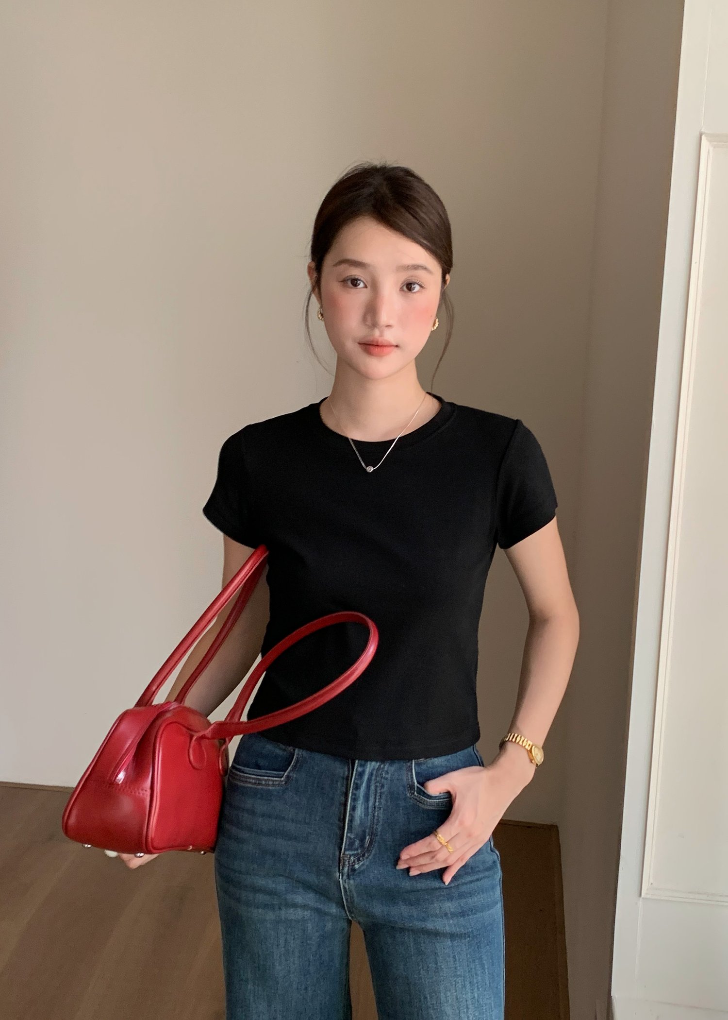 365 Days Basic Cotton Tee in Black