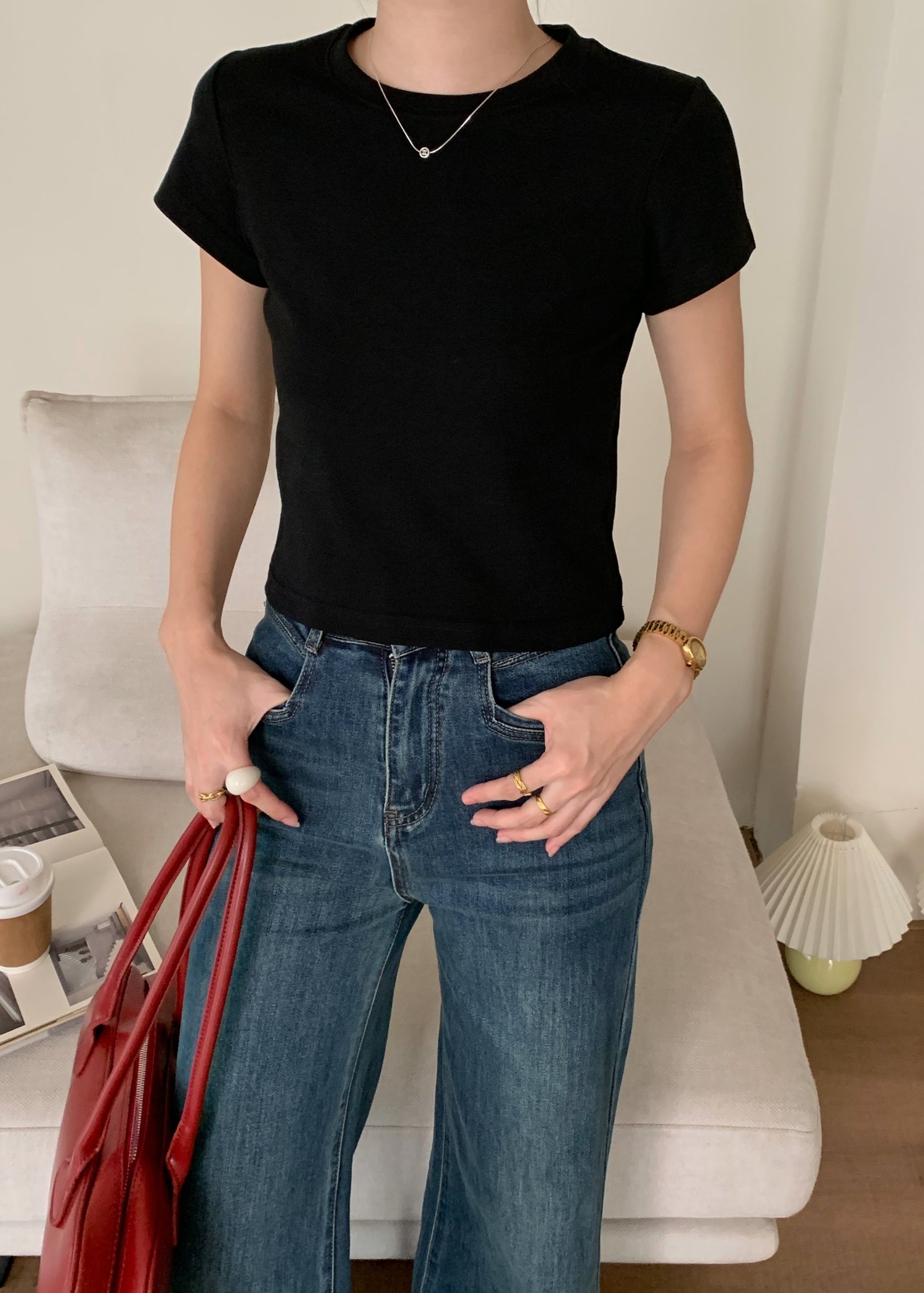 365 Days Basic Cotton Tee in Black
